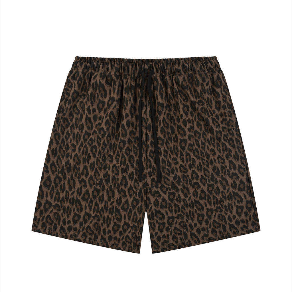 Unisex Heavyweight Leopard Drawstring Shorts