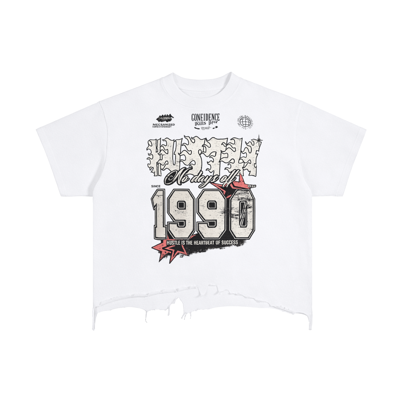 HUSTLE Vintage Distressed Hem T-Shirt