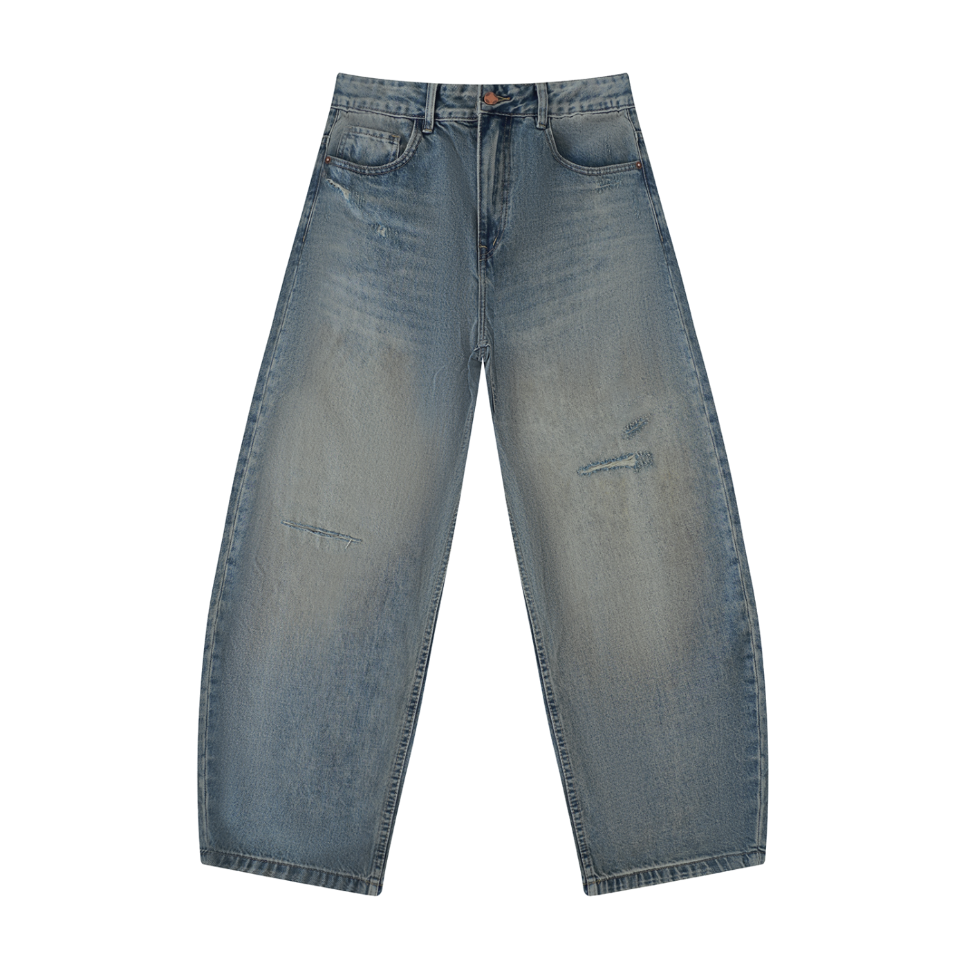 Men's Distressed Barrel Leg Jeans