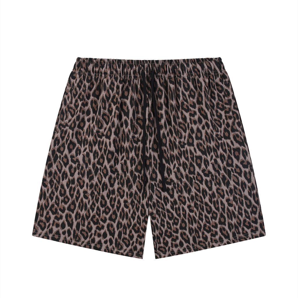 Unisex Heavyweight Leopard Drawstring Shorts