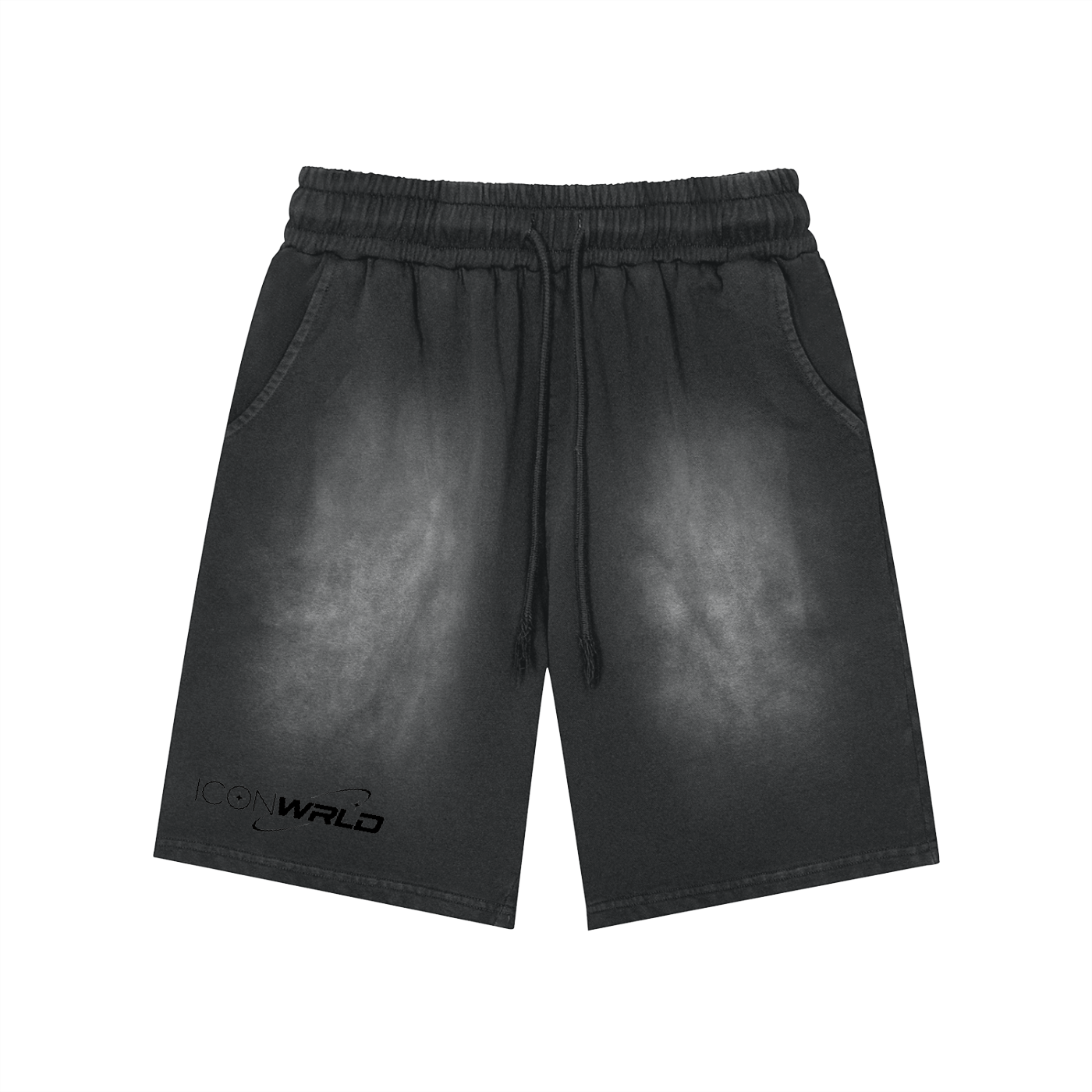 Rectangle Patch Monkey Washed Shorts