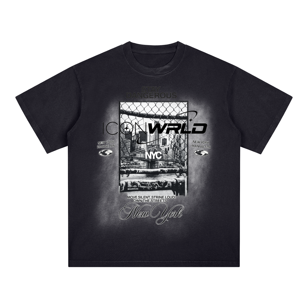 Square Patch Monkey Washed T-Shirt