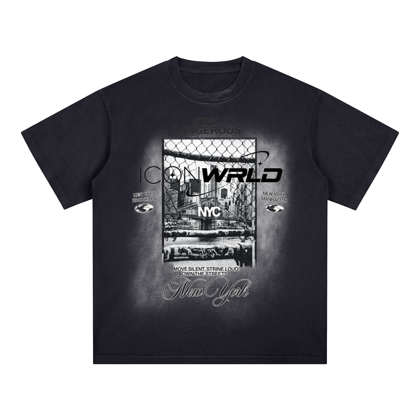 Square Patch Monkey Washed T-Shirt
