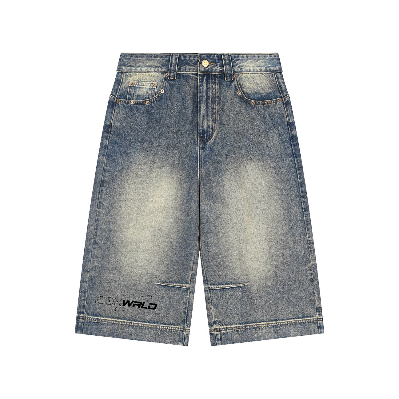 Vintage Wash Baggy Denim Shorts