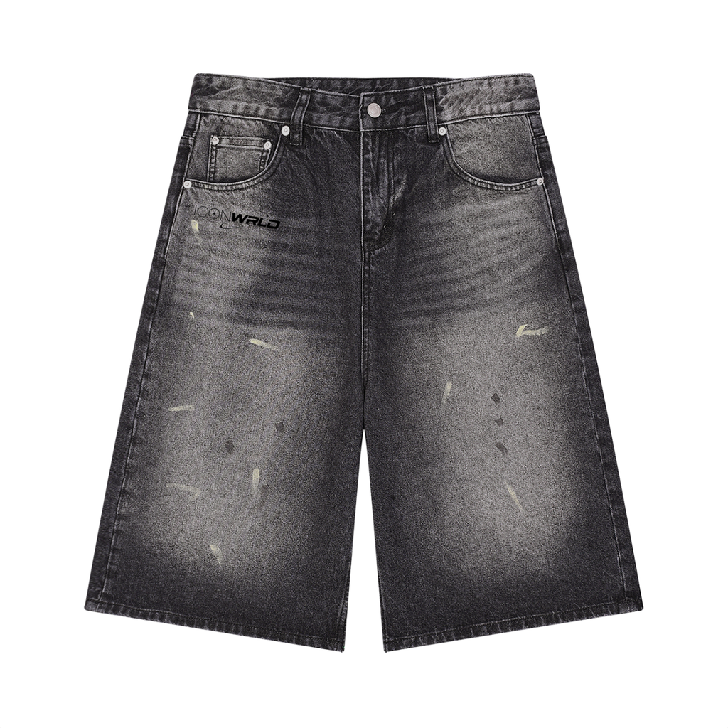 Men’s Vintage Wash Wide Leg Denim Shorts