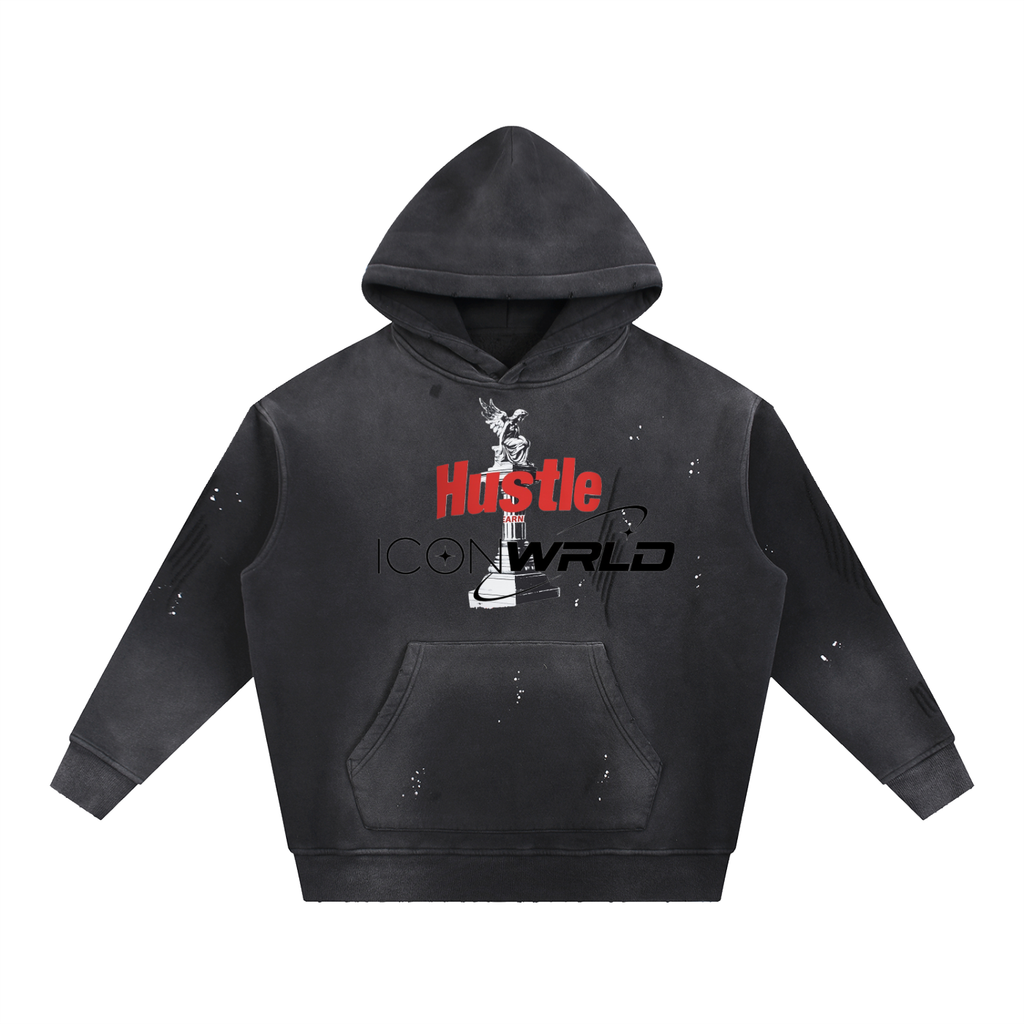 Vintage Washed Frayed Fleece Hoodie