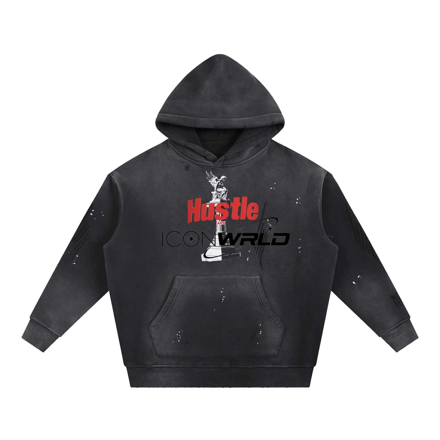 Vintage Washed Frayed Fleece Hoodie